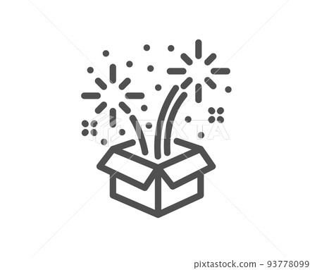 Fireworks line icon. Pyrotechnic salute sign. Carnival celebration lights symbol. Quality design element. Linear style fireworks icon. Editable stroke. Vector 93778099