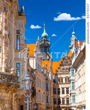 Beautiful summer view of the Old Town architecture in Dresden, Saxony, Germany Beautiful summer view of the Old Town architecture in Dresden, Saxony, Germany 93778337