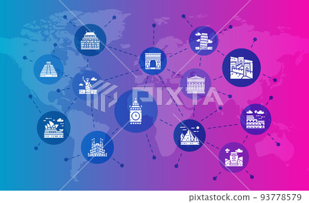 Oil industry business banner concept. Egypt, Italy, United Kingdom, France, India, USA illustration for web site landing. 93778579