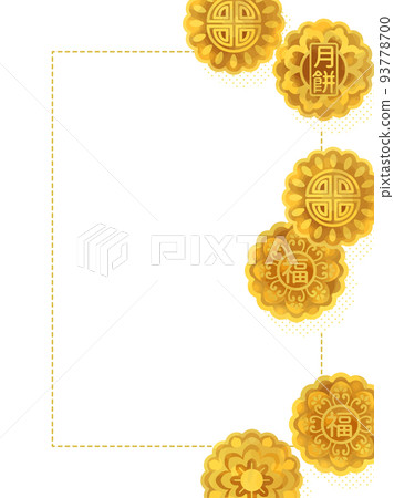 Cute moon cake illustration frame Cute moon cake illustration frame 93778700