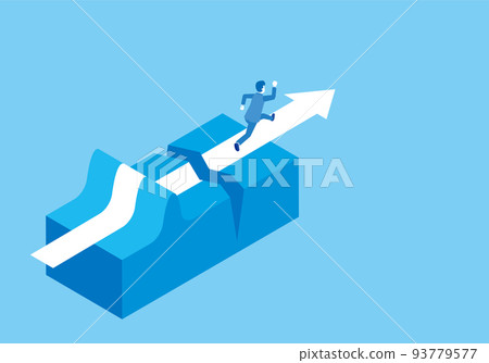 Businessman moving forward without losing obstacles 93779577