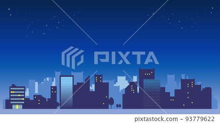 夜空和夜晚城市景觀的風景插圖 背景插圖 矢量素材 複製空間 藍色背景 夜空和夜晚城市景觀的風景插圖 背景插圖 矢量素材 複製空間 藍色背景 93779622