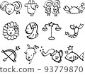 可愛的12星座插畫線描手繪風格素材集（透明背景） 93779870