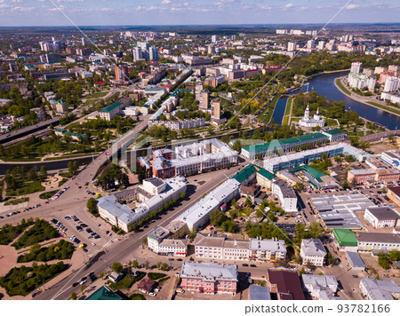 Aerial view of city of Oryol with bulidings and river, Russia Aerial view of city of Oryol with bulidings and river, Russia 93782166