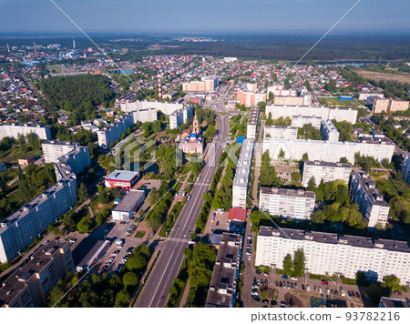 Panoramic view from drone of the residential district city Orekhovo-Zuyevo. Panoramic view from drone of the residential district city Orekhovo-Zuyevo. 93782216