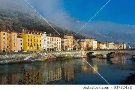 Hill with Bastille in Grenoble is fortification landmark in France Hill with Bastille in Grenoble is fortification landmark in France 93782488