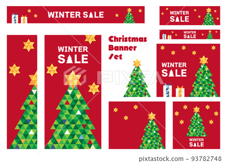 Banner set_Christmas tree_colorful 93782748