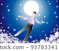 Scenery where figure skaters dance splendidly in a snowflake-filled moonlit night Effect version 93783341