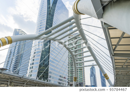View of public sky walk at Chong Nonsi pedestrian bridge in Bangkok, Thailand View of public sky walk at Chong Nonsi pedestrian bridge in Bangkok, Thailand 93784467