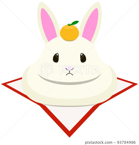 Illustration of kagami mochi in the shape of a rabbit Illustration of kagami mochi in the shape of a rabbit 93784986