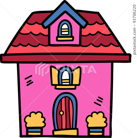 hand drawn cute two storey house illustration on transparent background hand drawn cute two storey house illustration on transparent background 93786220