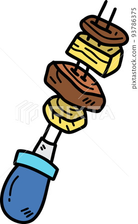 Hand Drawn BBQ Skewers illustration on transparent background Hand Drawn BBQ Skewers illustration on transparent background 93786375