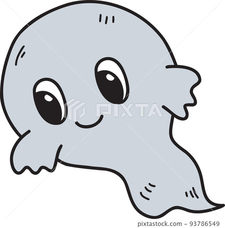 Hand Drawn cute ghost halloween illustration on transparent background 93786549
