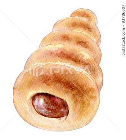 Watercolor illustration chocolate corone bread Watercolor illustration chocolate corone bread 93786607