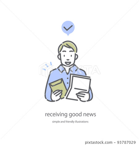 A man receiving a document Satisfied Simple and stylish line drawing illustration 93787029