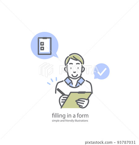 A man filling out a form Simple and stylish line drawing illustration A man filling out a form Simple and stylish line drawing illustration 93787031