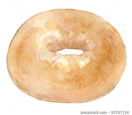 Watercolor illustration bagel plain 93787134