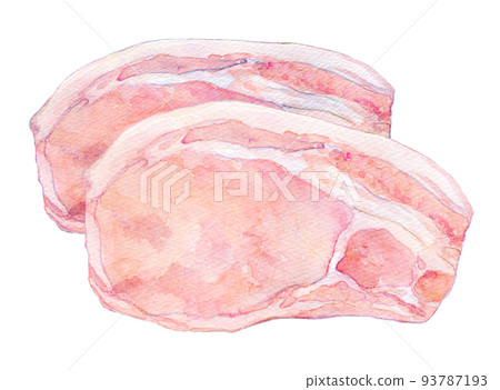 水彩插圖豬里脊肉 93787193