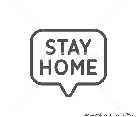 Stay home line icon. Coronavirus pandemic quarantine sign. Save lives symbol. Quality design element. Linear style stay home icon. Editable stroke. Vector 93787663