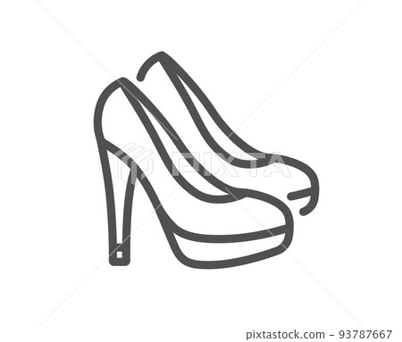 Women shoes line icon. Female footwear sign. Fashion high heels symbol. Quality design element. Linear style shoes icon. Editable stroke. Vector 93787667