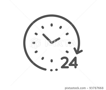 24 hours time line icon. Clock sign. Watch symbol. Quality design element. Linear style 24 hours icon. Editable stroke. Vector 93787668