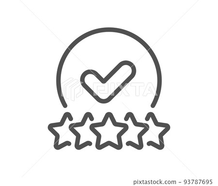 Rating stars line icon. Approved ranking sign. Verified high rank symbol. Quality design element. Linear style rating stars icon. Editable stroke. Vector 93787695
