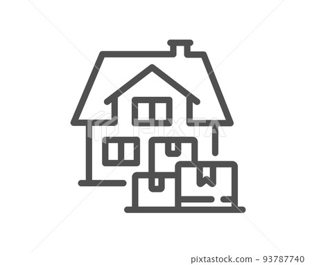 Home moving line icon. Packing things sign. Delivery service symbol. Quality design element. Linear style home moving icon. Editable stroke. Vector Home moving line icon. Packing things sign. Delivery service symbol. Quality design element. Linear style home moving icon. Editable stroke. Vector 93787740
