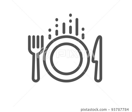Food line icon. Cutlery sign. Fork, knife symbol. Quality design element. Linear style food icon. Editable stroke. Vector 93787784
