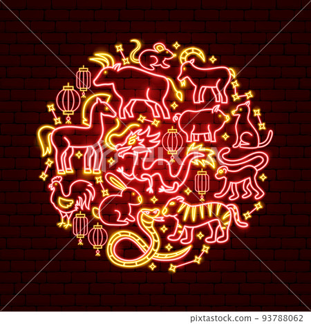 Chinese Zodiac Neon Concept 93788062