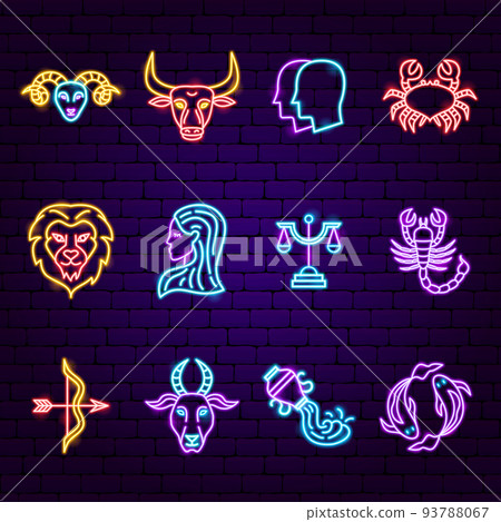 Horoscope Zodiac Neon Icons 93788067