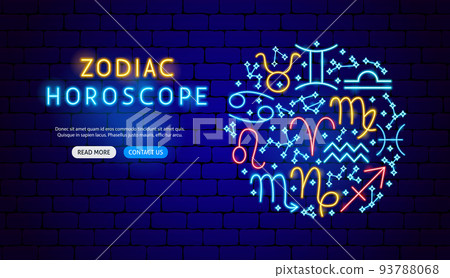 Zodiac Horoscope Neon Banner Design 93788068