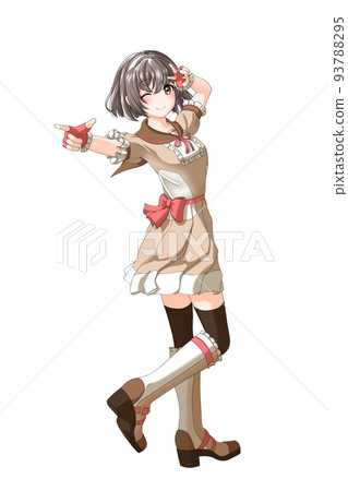 [Natural hair color] A red-haired bob girl wearing a school summer uniform (brown uniform) 93788295
