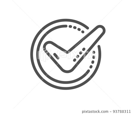 Check mark line icon. Accepted or Approve sign. Tick symbol. Quality design element. Linear style confirmed icon. Editable stroke. Vector 93788311