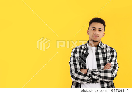 Concept of people with young man, space for text 93789341