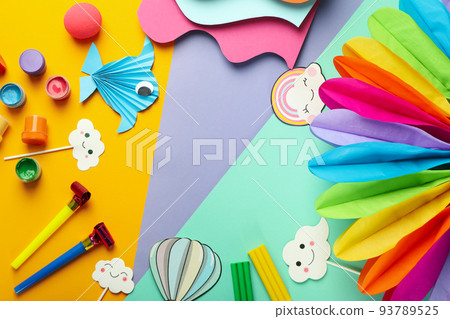 Concept of World Children's Day on multicolor background Concept of World Children's Day on multicolor background 93789525