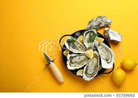 Concept of seafood, oysters, space for text 93789668