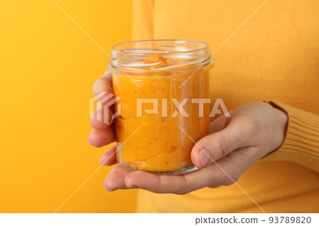 Concept of tasty food, pumpkin jam, close up Concept of tasty food, pumpkin jam, close up 93789820