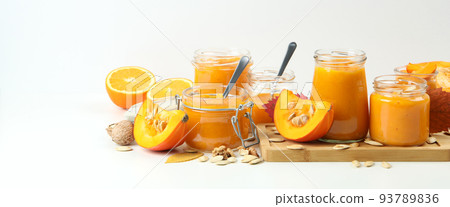 Concept of tasty food, pumpkin jam, space for text 93789836