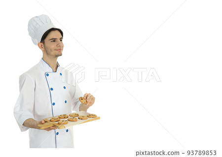 Concept of profession, young attractive male chef isolated on white background 93789853
