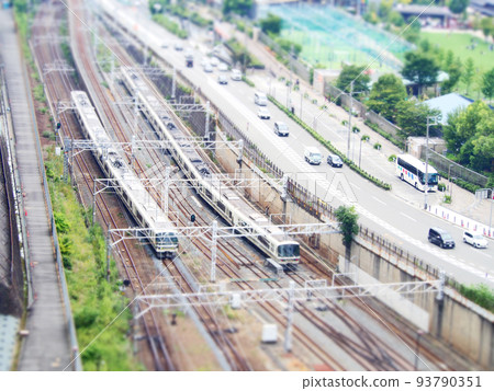 鐵路傾斜移位的風景 鐵路傾斜移位的風景 93790351