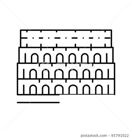 colosseum roma medieval construction line icon vector illustration 93791022