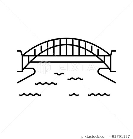 harbor bridge line icon vector illustration 93791157