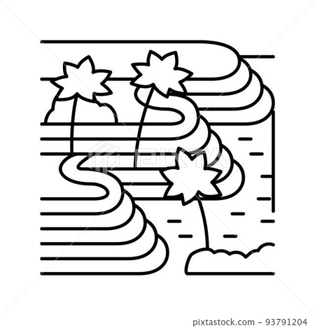 tegallalang rice terraces line icon vector illustration 93791204
