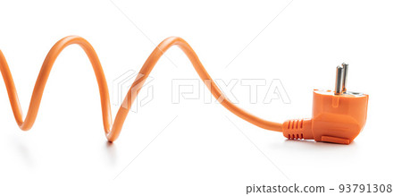 Orange electric plug isolated on white background. Orange electric plug isolated on white background. 93791308