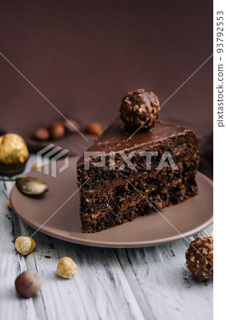 Chocolate cake or dark chocolate cake ,piece of cake 93792553
