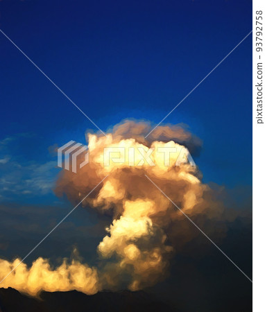 Eruption of the volcano Sakurajima, during sunset. 93792758