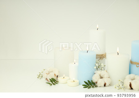 Concept of relaxation with aroma candles, space for text Concept of relaxation with aroma candles, space for text 93793956