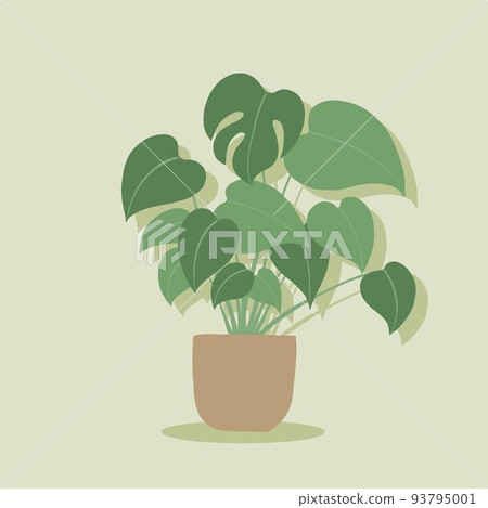 Simplicity monstera plant freehand drawing flat design. Simplicity monstera plant freehand drawing flat design. 93795001