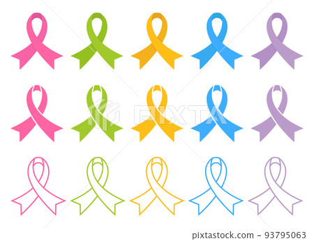 Awareness ribbon cross. Set of breast cancer symbol. Vector illustration in flat design Awareness ribbon cross. Set of breast cancer symbol. Vector illustration in flat design 93795063