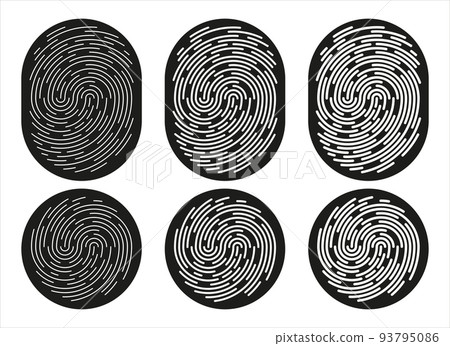 Fingerprint identification symbol icon set in flat style. Security authentication. Vector illustration isolated on white 93795086